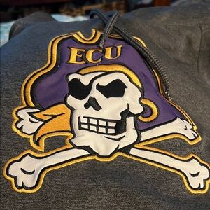 ECU Colosseum Gray Pullover Hoodie with Purple Lining